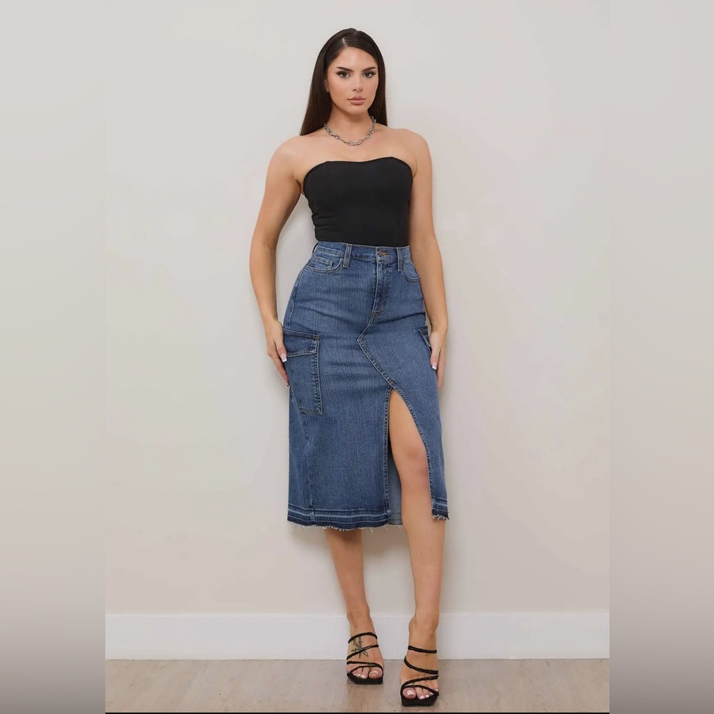 #26 Radiant Denim Midi Skirt - Picture 2 of 7